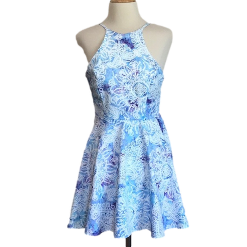 New TOBI‎ Medium Blue Paisley Print Spaghetti Strap Dress Party Fairy Summer
